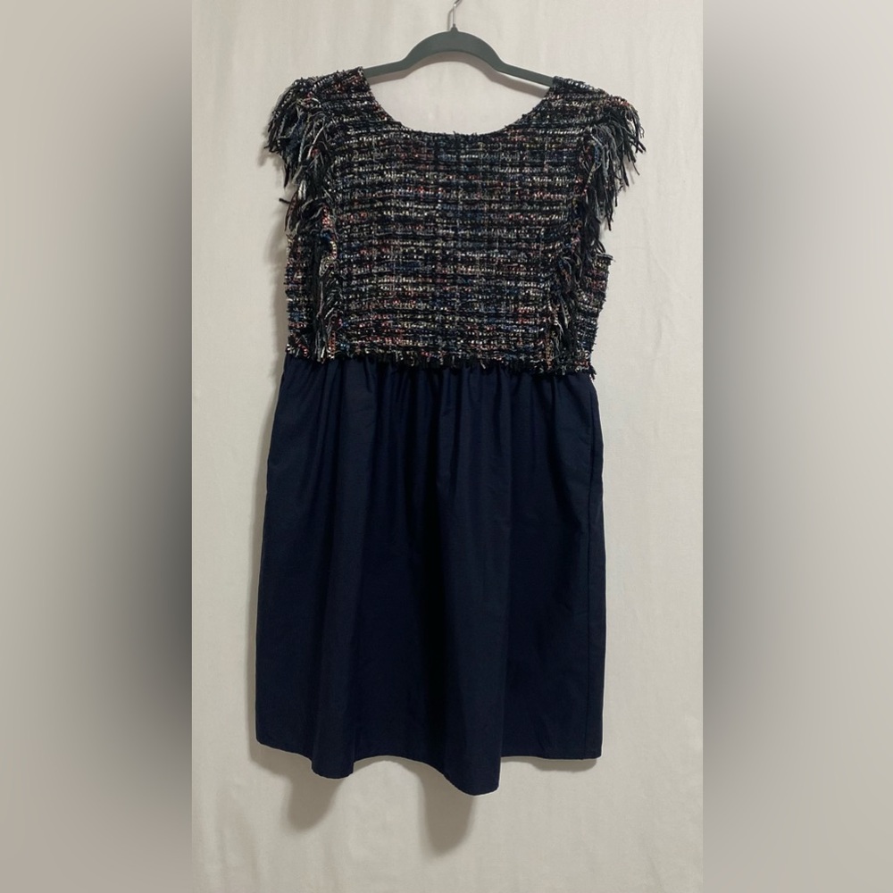 Zara Formal Dress with Navy and Multicolor Tweed